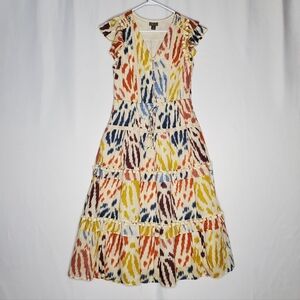 Point Sur J Crew Maxi Dress 4 Flutter Tiered Ruffle Tie Tassel Pom Pom Boho Prep